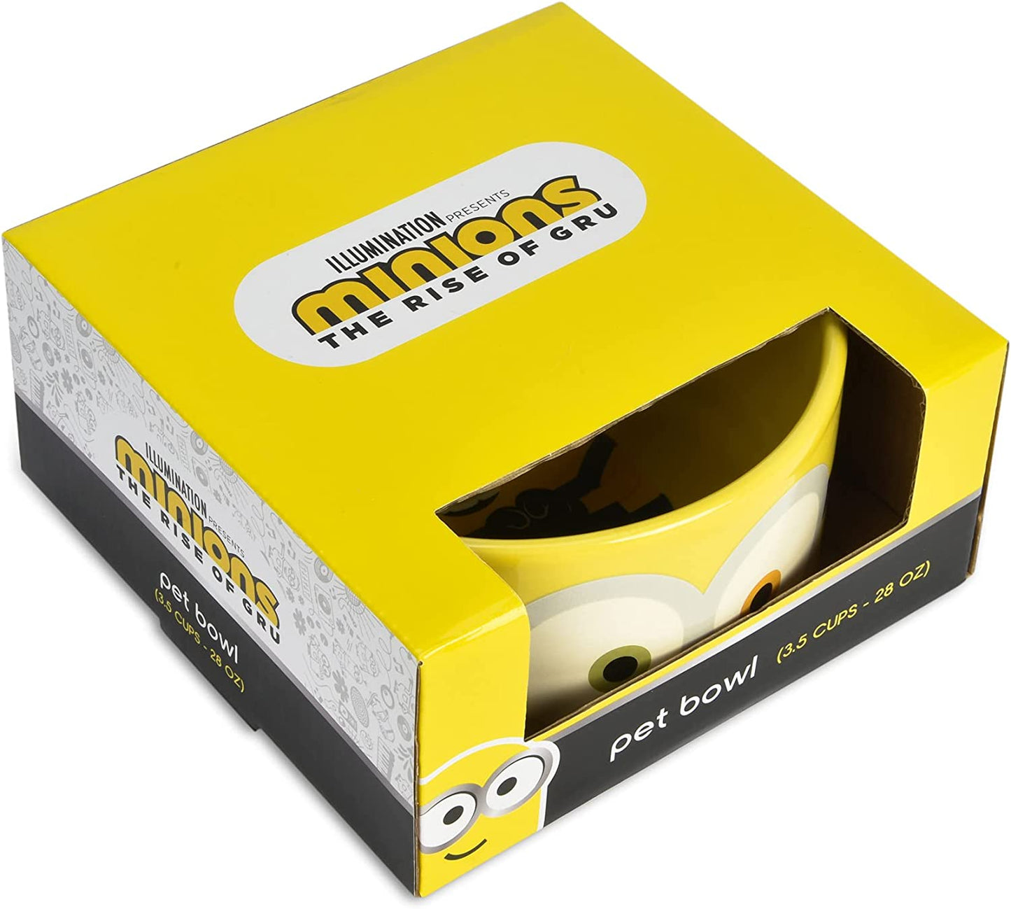 Bob Ceramic Dog Food or Water Bowl, 6" or 3.5 Cups | Gifts for Fans and Their Pets | Officially Licensed Pet Product from Universal Studios Yellow