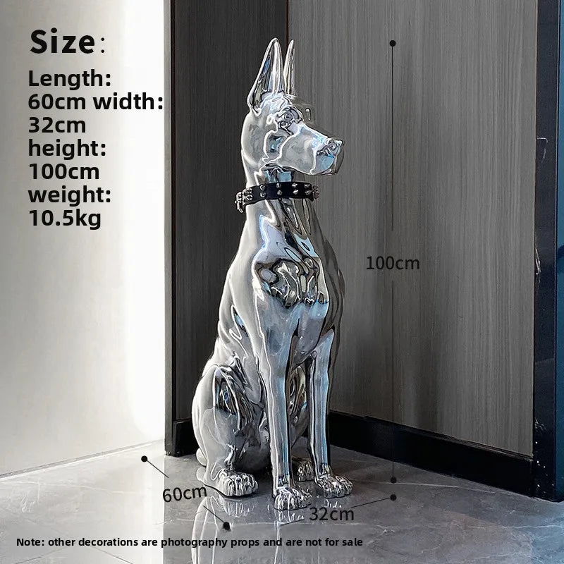 Electroplated dog ornament light luxury high-end large floor sculpture modern, decorative living room home accessories