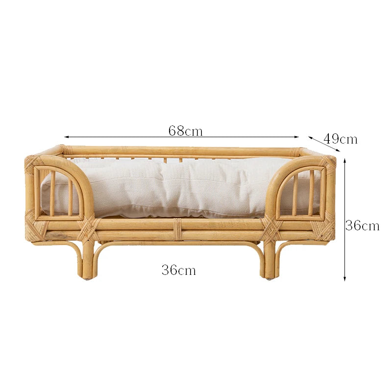 New Design Other Pet Beds and Accessories Rattan Dog Sofa Bed Natural Handmade Luxury Furniture for Pets