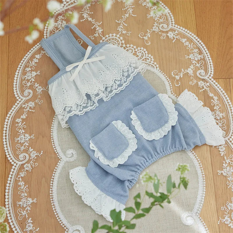 Pet Lace Jumpsuit Cute Pet Teddy Overalls Spring Cat Pants Puppy Clothes Dog Pajamas Dog Clothes for Small Dogs