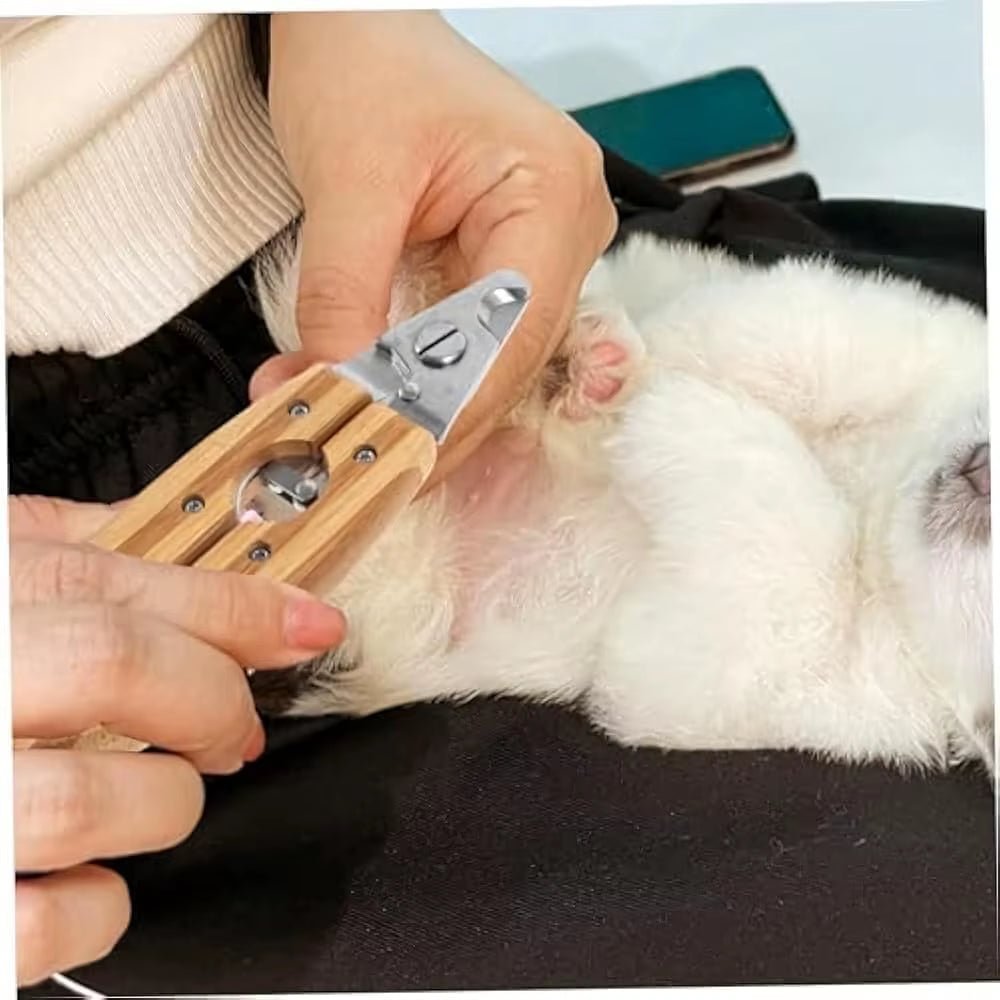 Nail Clippers for Dogs and Cats - Pet Grooming Tool with ABS Handle and Stainless Steel Blade, Eco-Friendly Bamboo Look, Safe Gr
