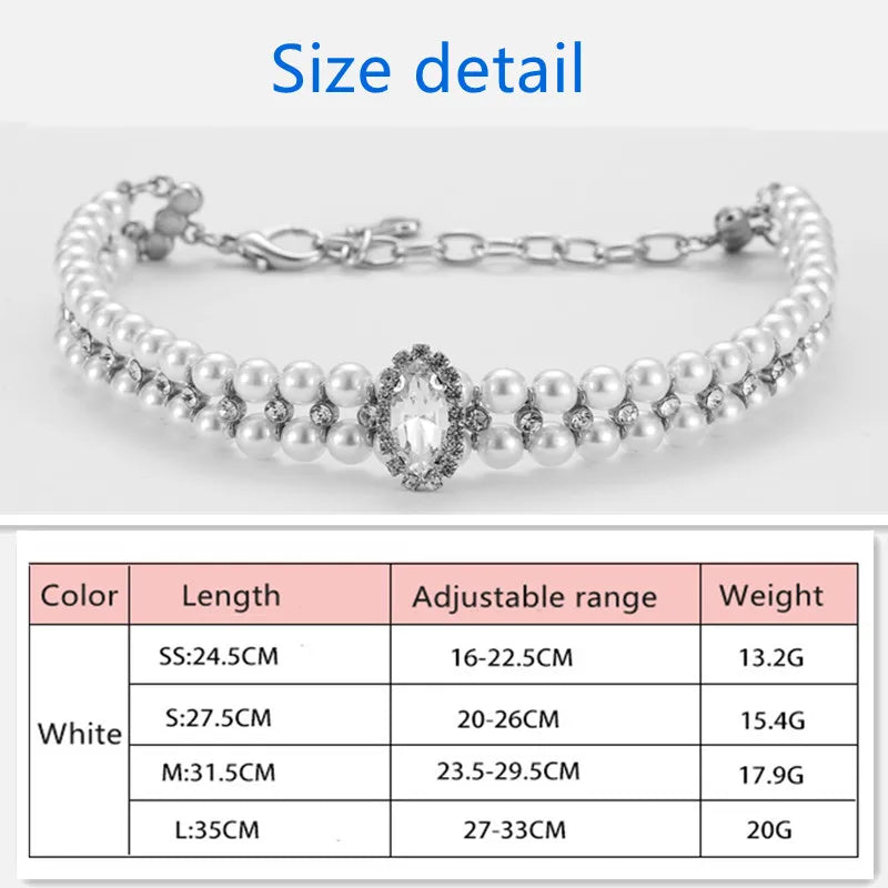 Pet Dog Diamond Necklace Collar Puppy Pearl Collar Cat Wedding Luxury Collars Rhinestone Necklace For Pet Dogs Cats