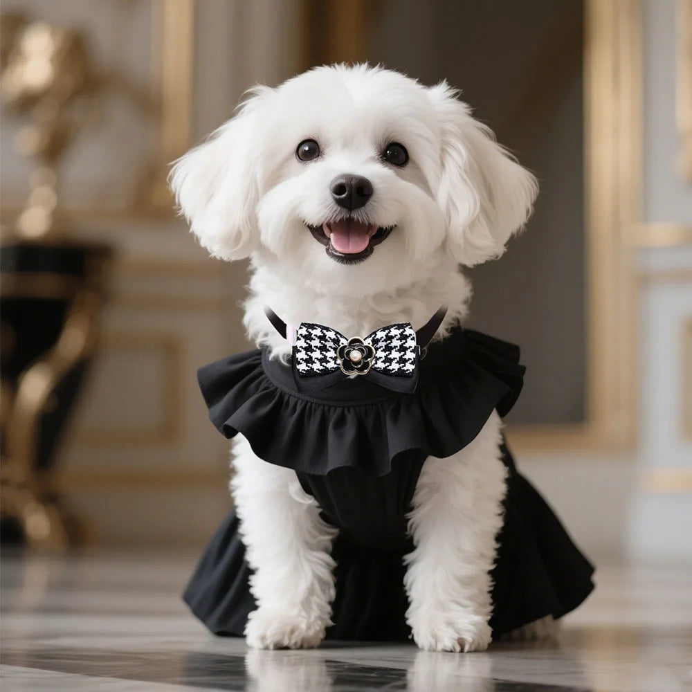 5PCS Adjustable Luxury Dog Bowties Balck Style Dog Bow Ties Collars With Pearl Pet Puppy Bowknots Grooming Supplies For Dogs