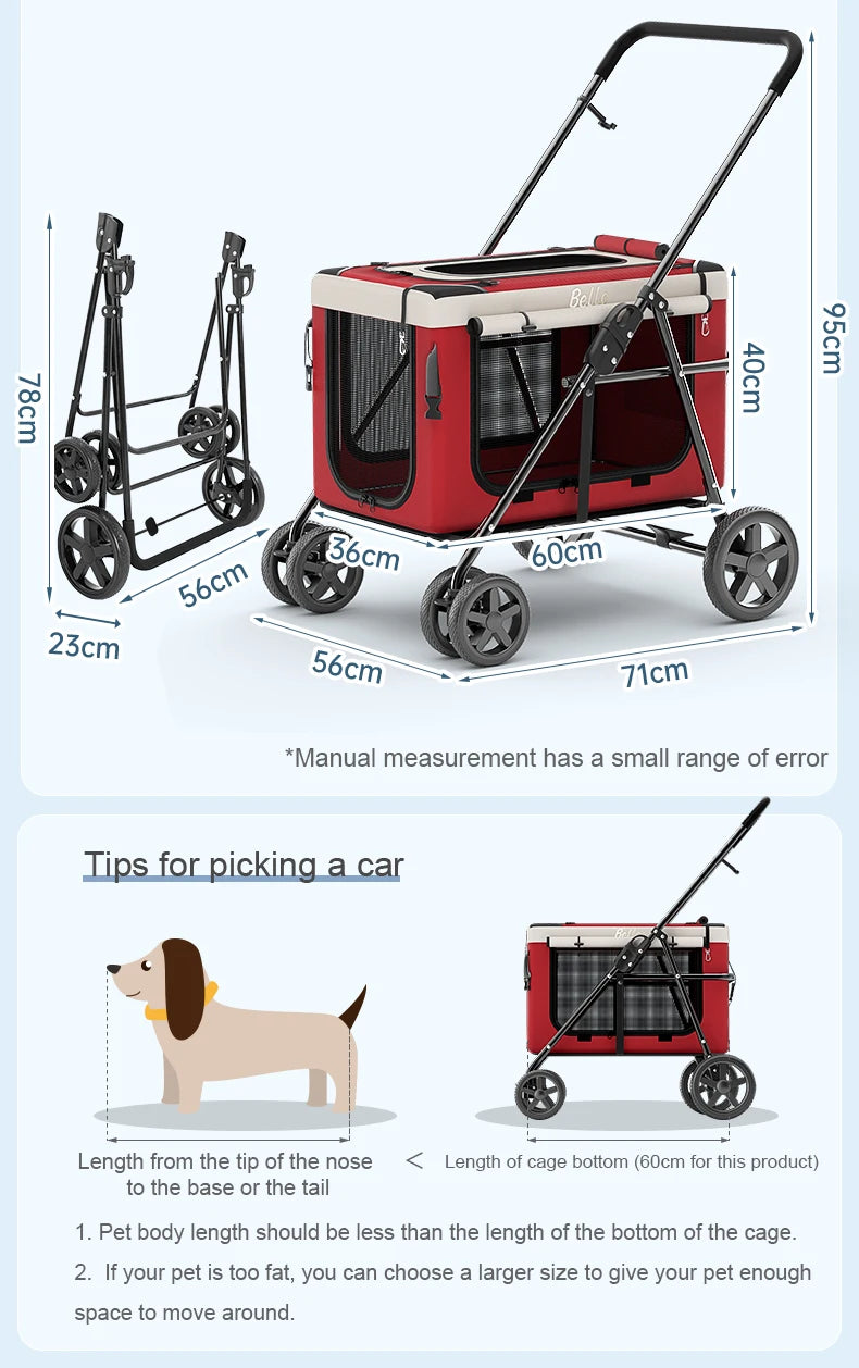 Detachable Foldable & Portable Luxury Carrier & Stroller