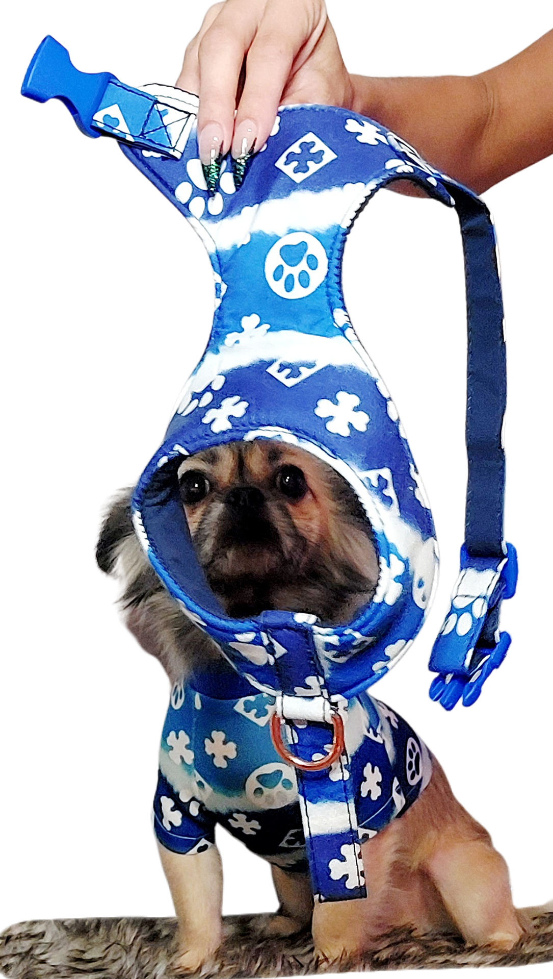 Luxury Fashion FurryVuitton Dog Harness Vest Adjustable-Pet Walking Lead