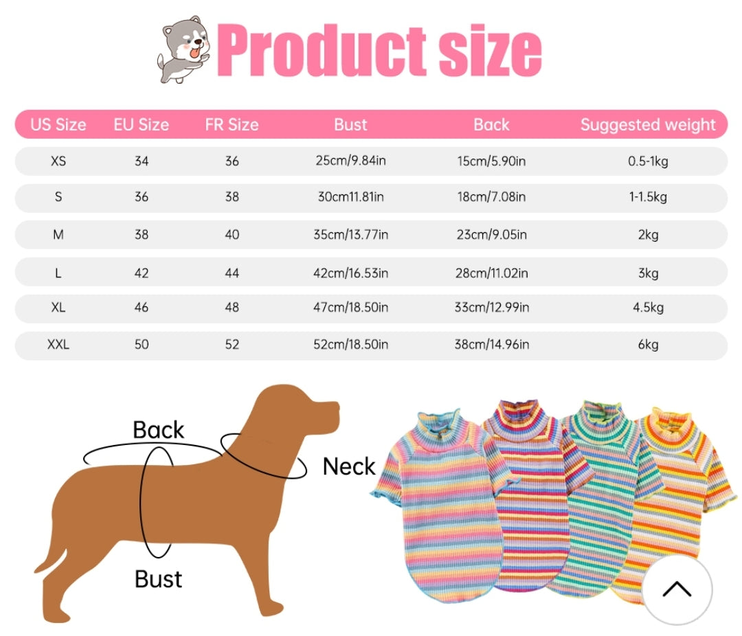 Rainbow striped dog vest T-shirt