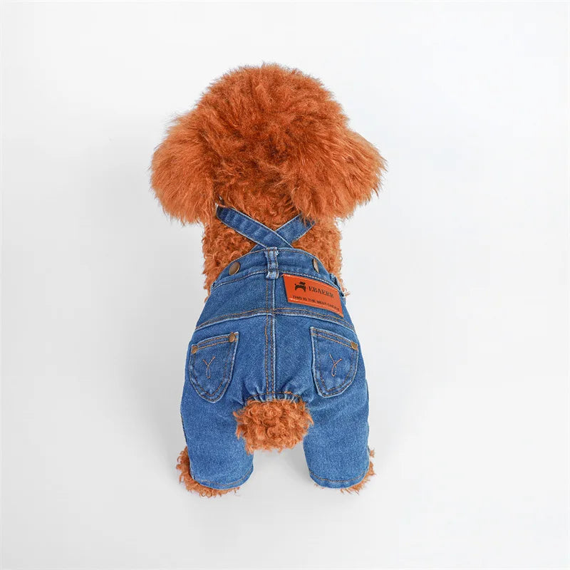 Pet Dog Denim Overalls Spring and Autumn Jumpsuit Overalls Pet Clothes Dog Pants Teddy Puppy Clothes for Small Dogs