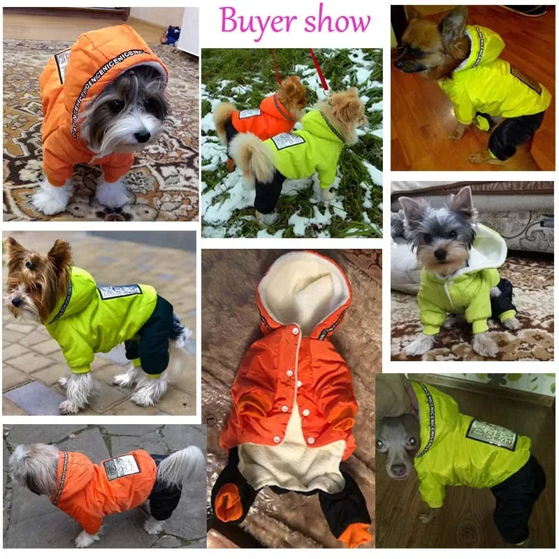 Dog Winter Clothes Thick Fleece Overalls for Small Dogs Windproof Dog Hooded Parka Luxury Designer  Shih Tzu Jumpsuit Onesie