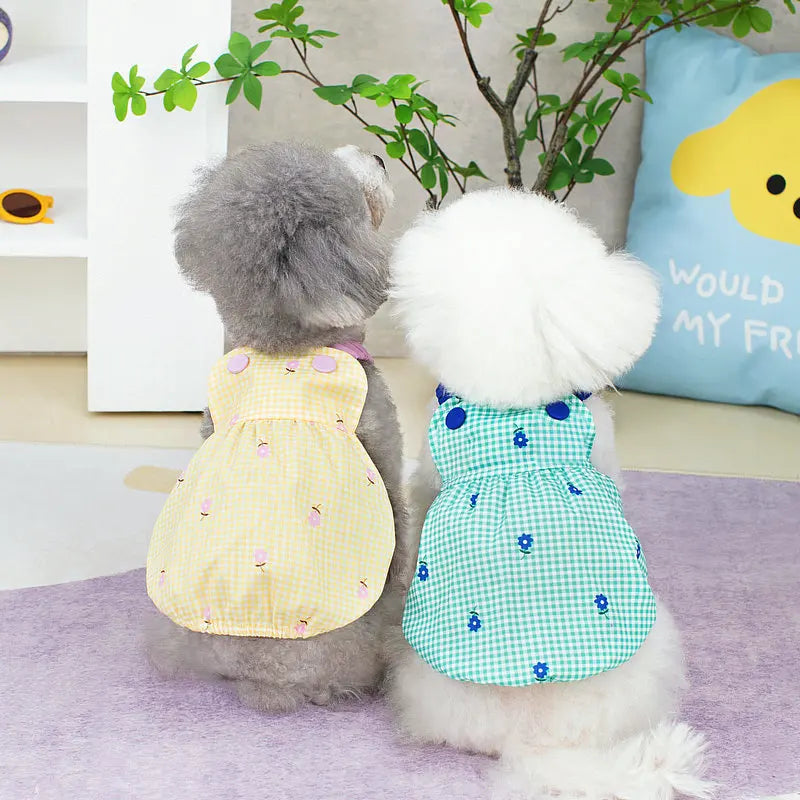 Puppy Dress Summer Pet overalls |Black & White Striped  Dress-|Luxury Blue Overalls Vest