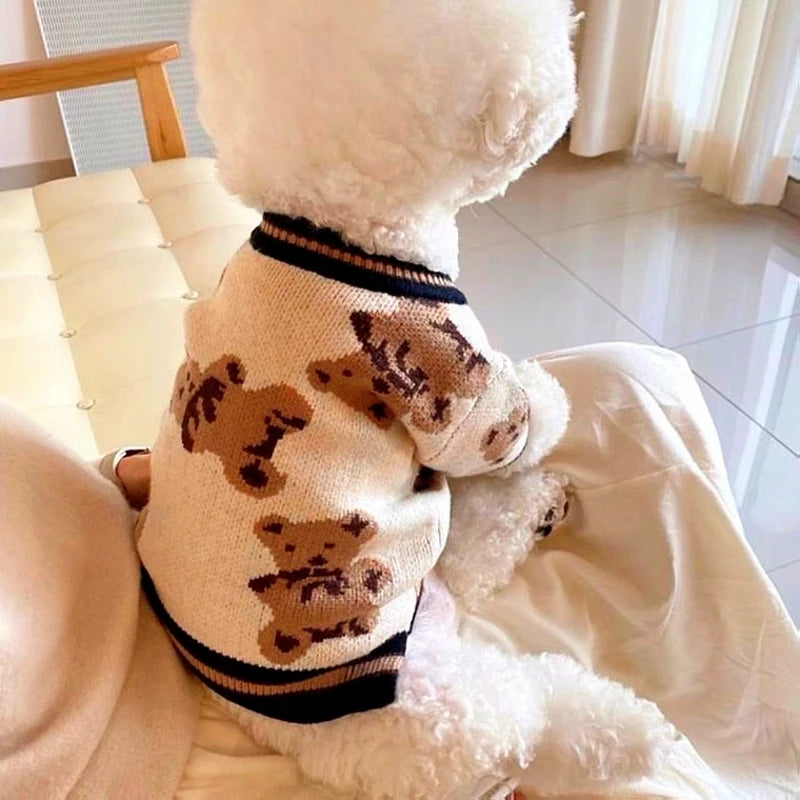 Dog Clothes Winter Chihuahua Pet Striped Dog Cardigan Sweater Bichon Pug Kitten Puppy Dog Warm Coat Cat Dog Supplies Pet Outfit