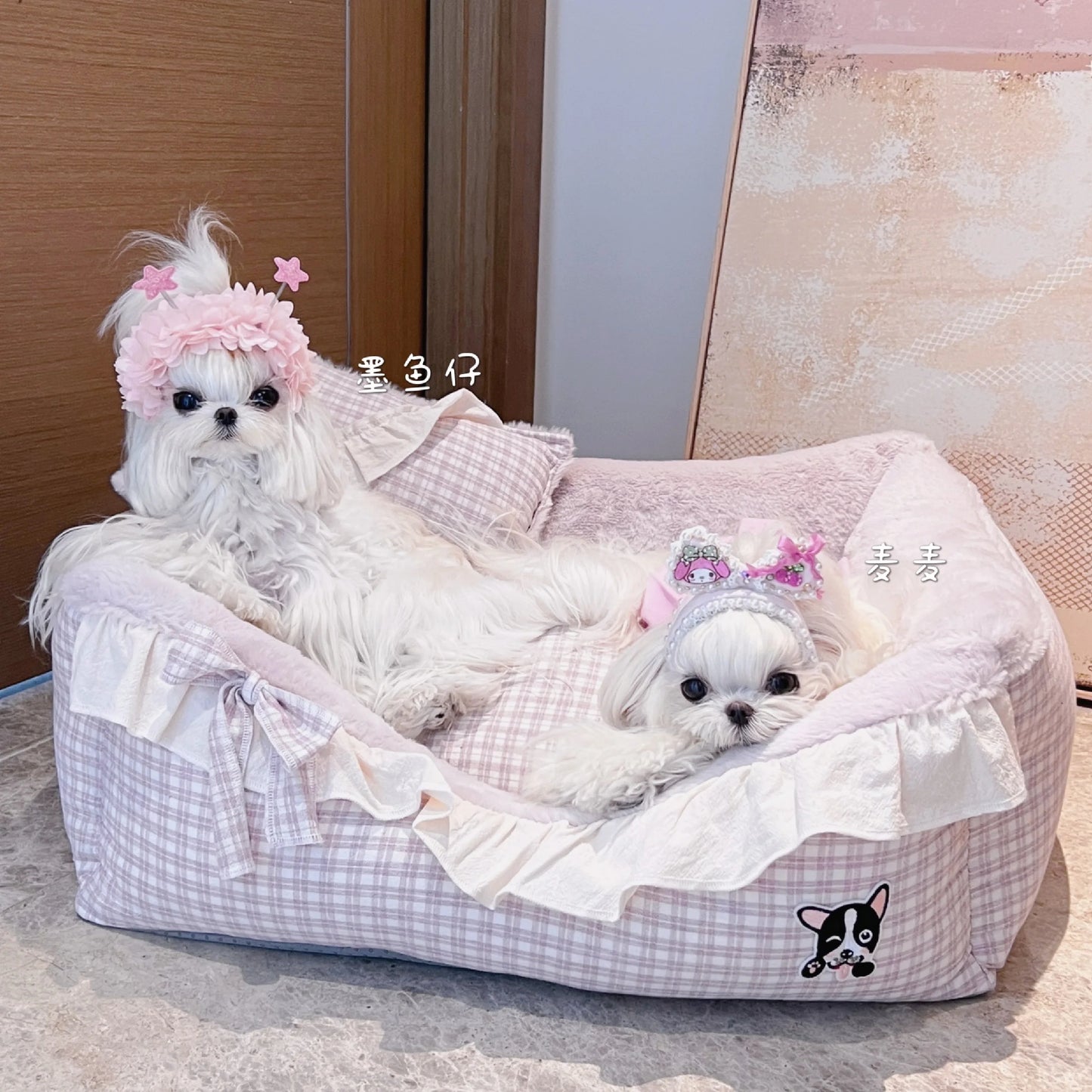 Pet Luxury Deluxe Kit Set House Nest Cradle Bed Stairs Ladder for Small Medium Dogs Cats, Cozy Cushion Puppy Kitten Accessories