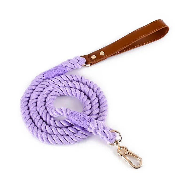 Fashion Luxury Hand Knit Cotton Dog Collar Leash Set Strong Puppy Alloy Buckle Leash and Pet Collar Set Pet Accessories