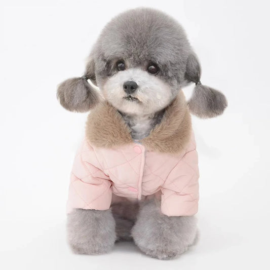 Dog Jumpsuit Four Leg Warm Winter Dog Clothes Fur Collar Pet Outfit Puppy Costumes Small Dog Clothing Coat Jacket Overalls Pants