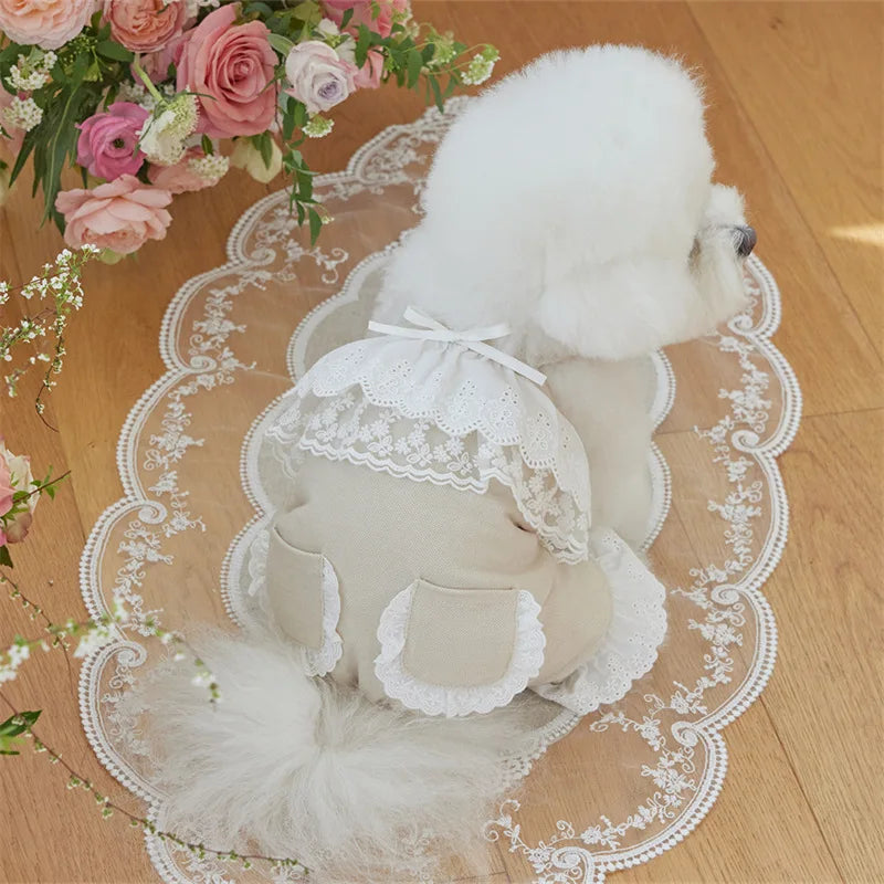Pet Lace Jumpsuit Cute Pet Teddy Overalls Spring  Cat Pants Puppy Clothes Dog Pajamas Dog Clothes for Small Dogs