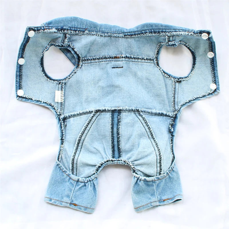 2024 New Design Small Dog Overalls Durable Jeans Pants Outfits with Snack Backpack Puppy Denim Onesie Apparel for Boy Girl Dogs