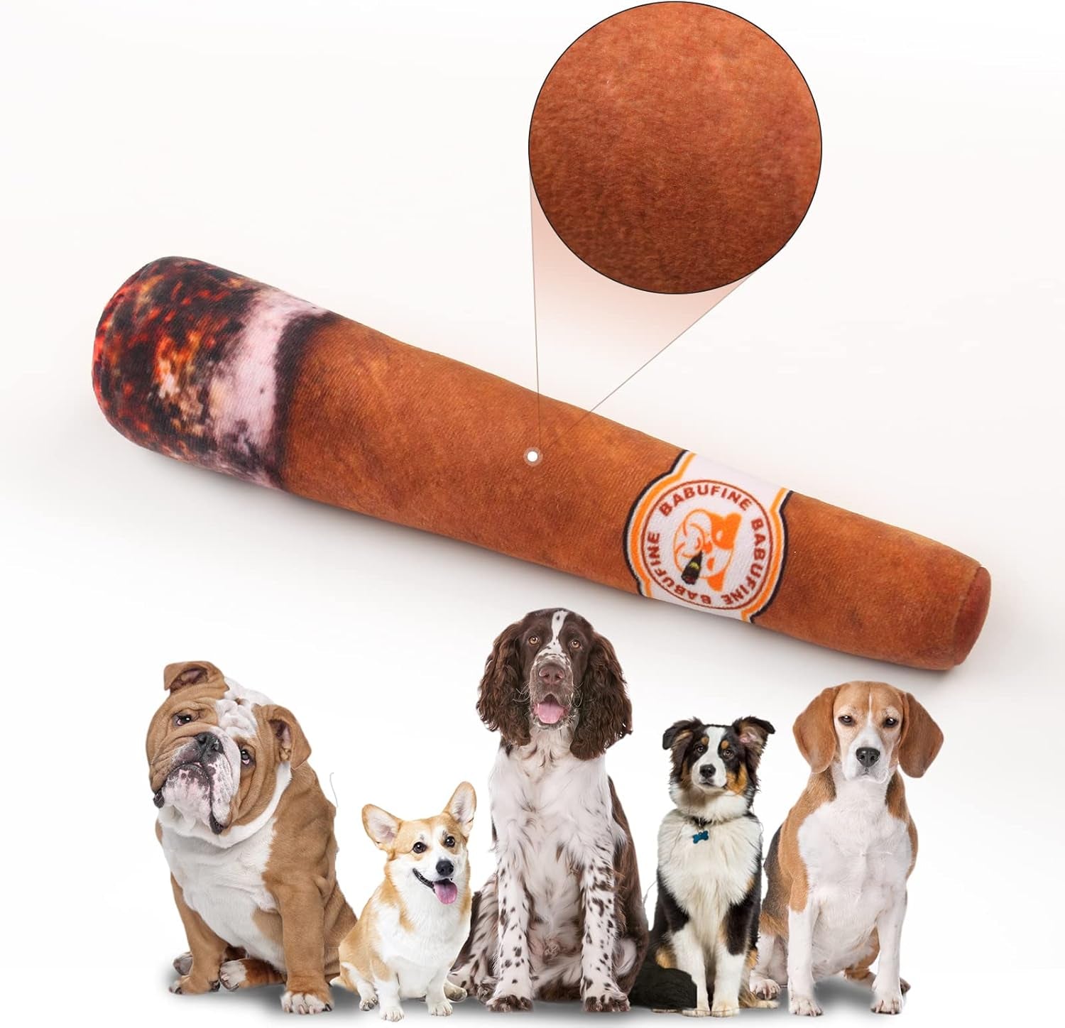 Funny Cigar Dog Toys, 2 PCS Interactive Toy with Squeaker, Cute Plush Squeaky Dog Toys, Dog Birthday Gifts for Puppy Medium Small and Large, Happy Hour Chewing Dog Toy, Durable and Safe Dog Chew Toy