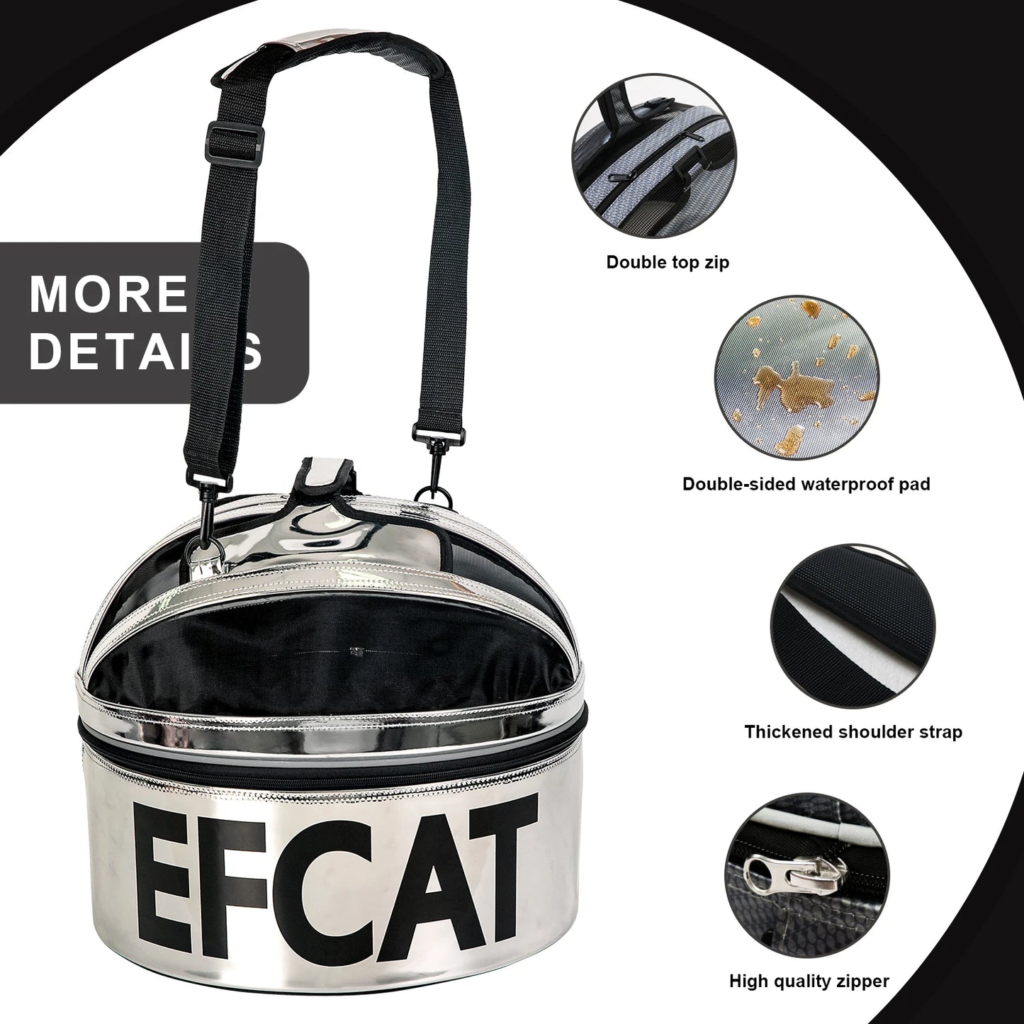 EFCAT Luxury Pet  Bed Round Space Bag,Puppy Kitten Basket,Outdoor Fashion Cat Dog Car Seat Bag