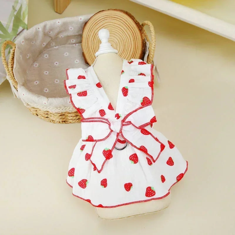 Luxury Summer Strawberry Dress small-dog Clothes Dog