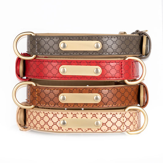Engraved ID Tag Dog Collar for Small Large Dog Personalized Custom Nameplate Leather Collar Cat Luxury Collar for French Bulldog