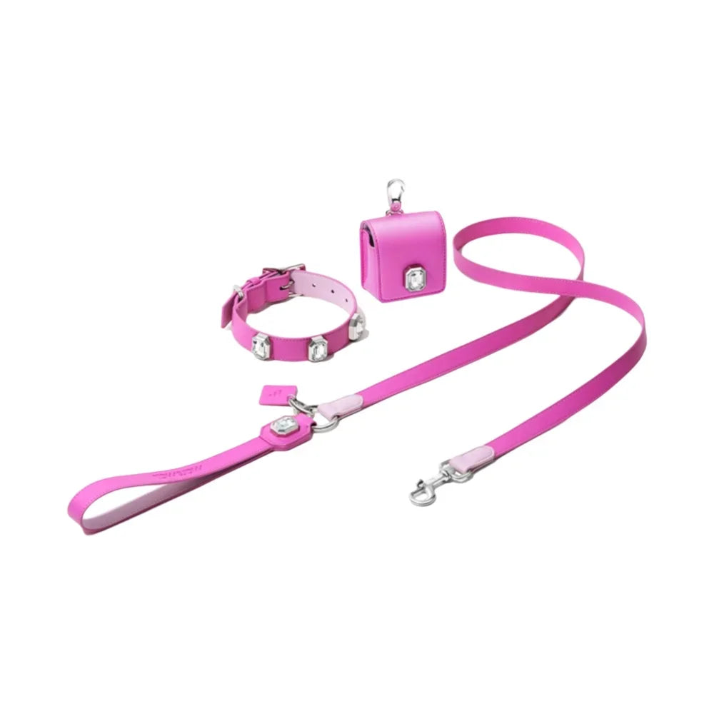 Pet Product Small Dog Collar Leash Set Pink Color Large Diamond Luxury Sparkling Design for Dogs & Cats Excellent Texture