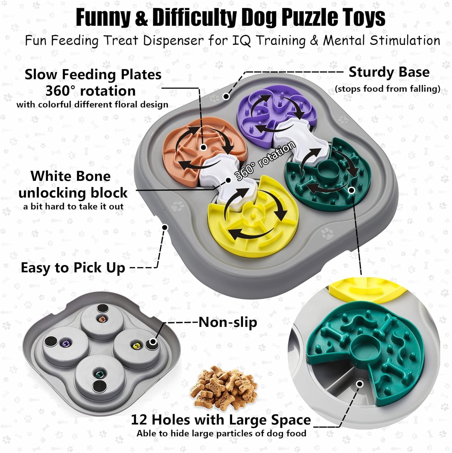 Dog Puzzle Toys, Large Size Interactive Dog Toys for Large Smart Dogs as Dogs Food Puzzle Feeder Toys for IQ Training&Mental Enrichment,Funny&Difficulty Treat Puzzle for Medium Dogs to Keep Them Busy