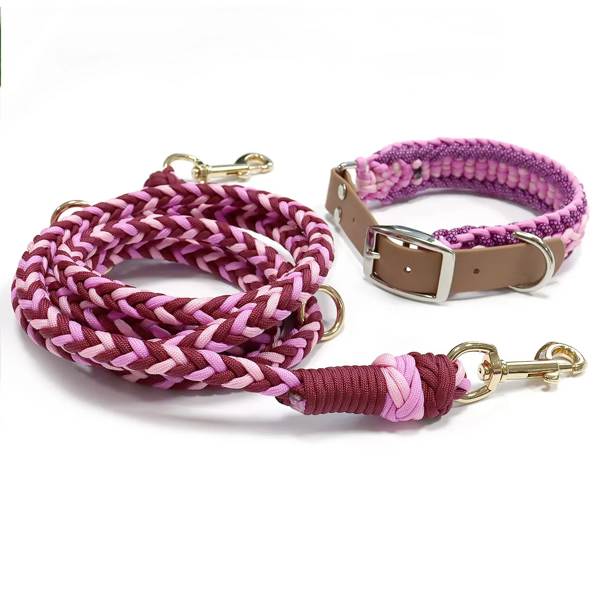 Custom Luxury Adjustable Nylon Paracord Dog Leash Collar Set Quick Release Feature Ready To Ship Personalized Hands-Free Rope Fo