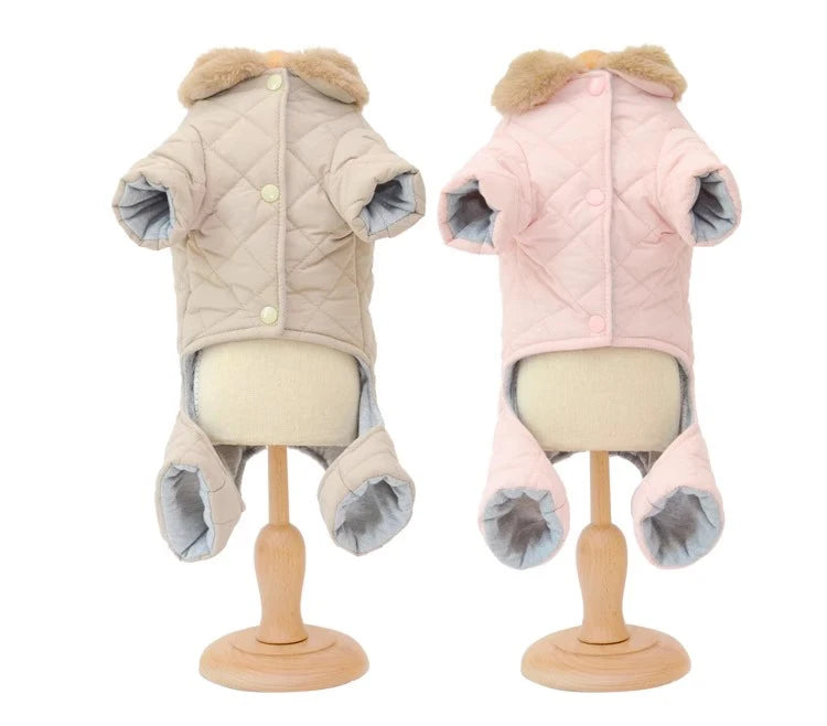 Dog Jumpsuit Four Leg Warm Winter Dog Clothes Fur Collar Pet Outfit Puppy Costumes Small Dog Clothing Coat Jacket Overalls Pants
