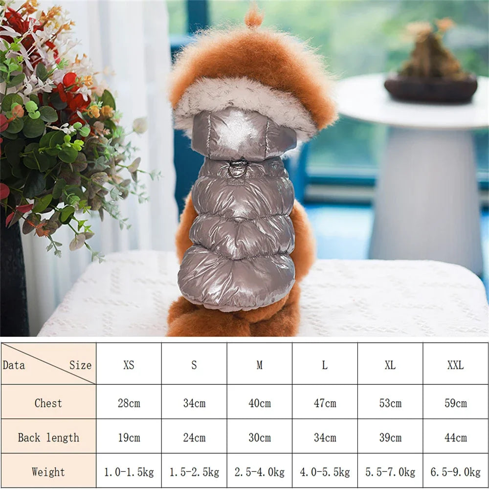 Luxury Dog Down Jacket with Fur Collar Warm Fleece Pet Clothes for Small Dogs Chihuahua Pomeranian Winter Puppy Clothing Jacket