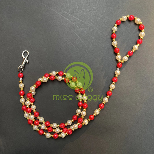 Luxury Pearls Beads Dog Leash Chain for Pets White Gold Leash for Dog Walking Dog Cat Collar Accessories Products for Small Dogs