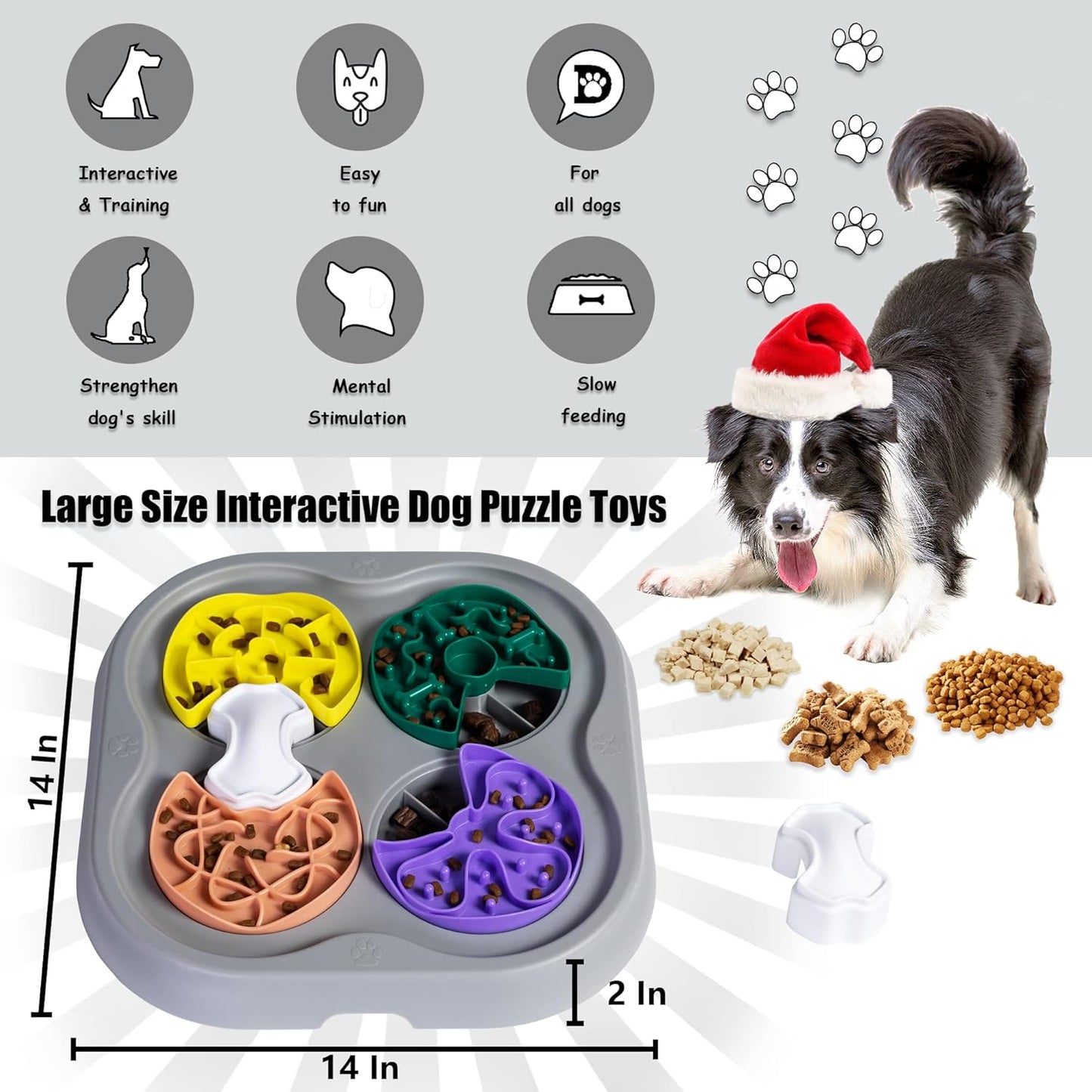 Dog Puzzle Toys, Large Size Interactive Dog Toys for Large Smart Dogs as Dogs Food Puzzle Feeder Toys for IQ Training&Mental Enrichment,Funny&Difficulty Treat Puzzle for Medium Dogs to Keep Them Busy