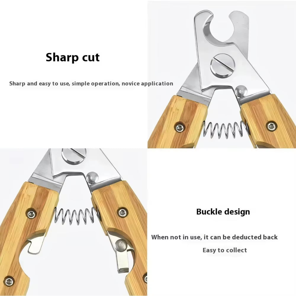 Nail Clippers for Dogs and Cats - Pet Grooming Tool with ABS Handle and Stainless Steel Blade, Eco-Friendly Bamboo Look, Safe Gr