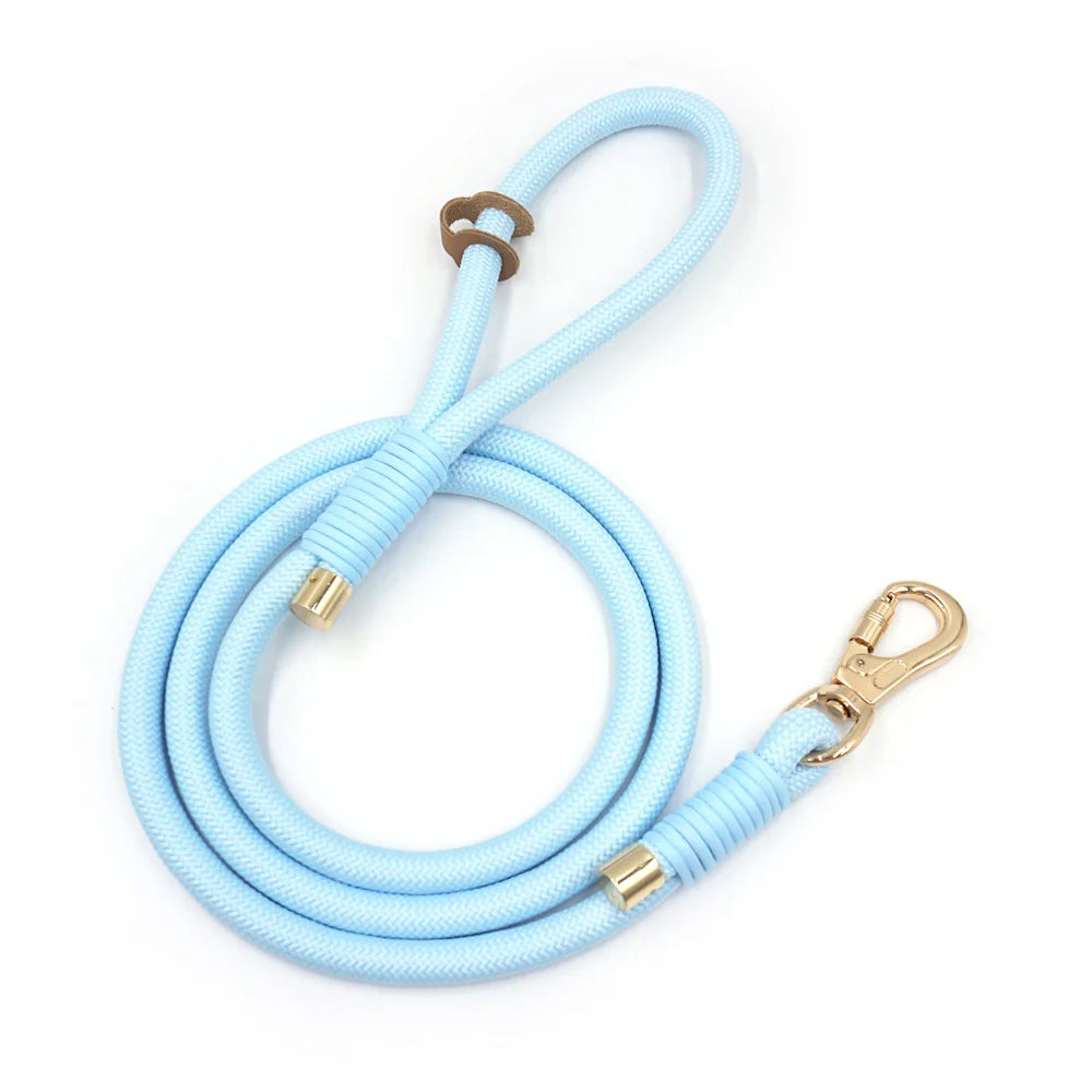 Sky Blue Velvet Customized Dog Collar and Leash Set Anti-Lost Safety Dog Collar with Round Rope Lead Luxury Pet Collar Gift Set