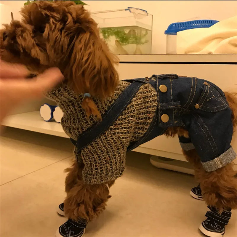 Denim Jumpsuit for Dogs Costumes Cowboy Strap Overalls Pet Dog Clothes French Bulldog Yorkshire Terrier Puppy Dog Jeans Pants XL