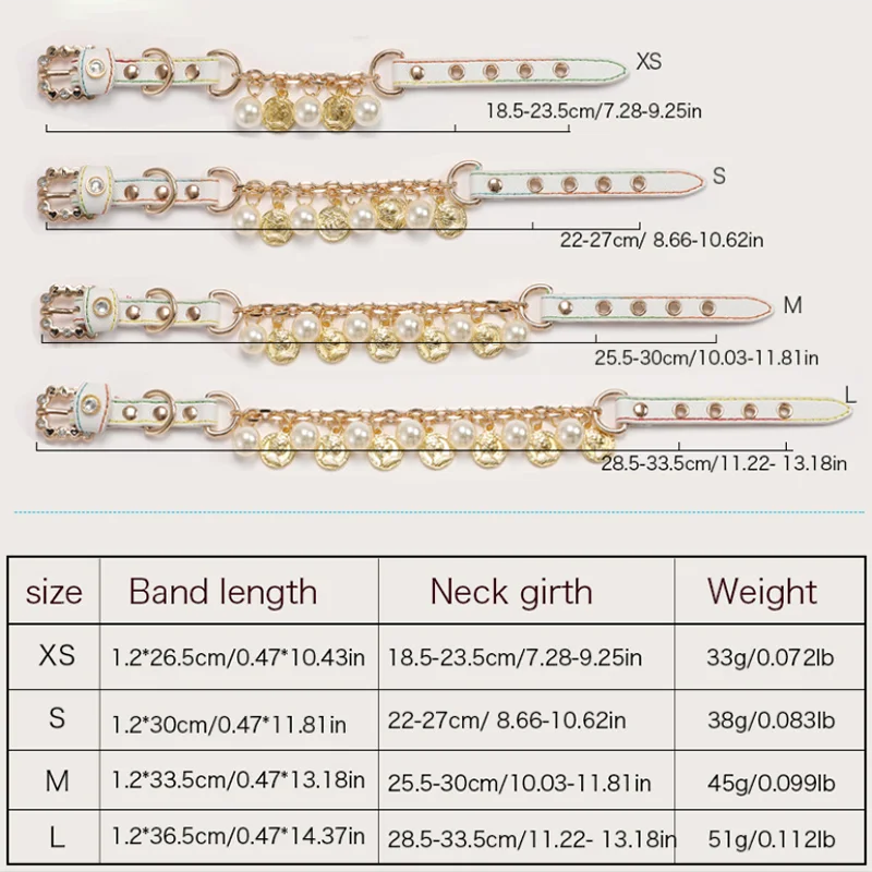 Luxury Pet Collar Pet Leash Delicate Imitation Pearl Dog Pearl Collars PU Leather Dog Metal Leash for Small Dogs Pet Accessories