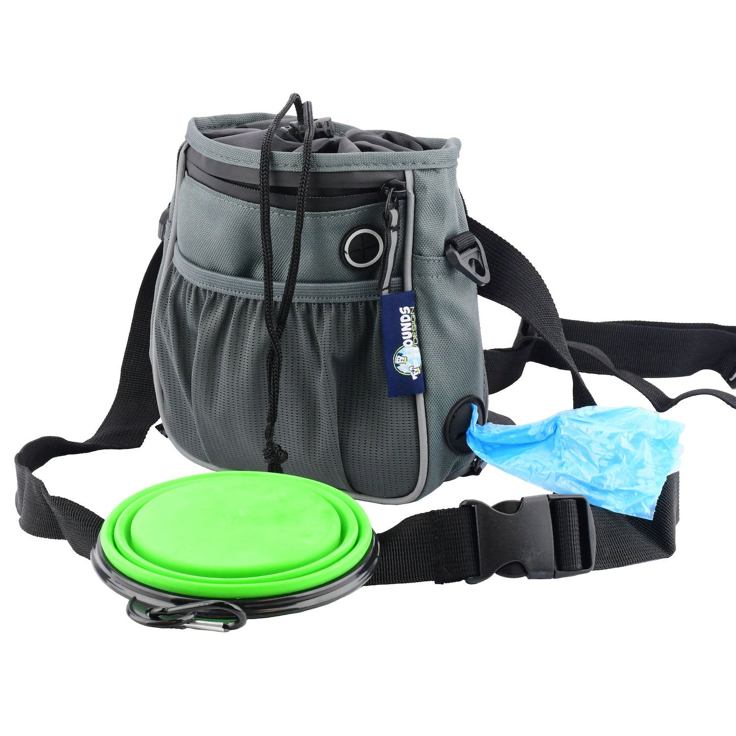 Walking Starter Pack! Treat Bag, Poop Bag Holder, and Handy Collapsible Water Bowl