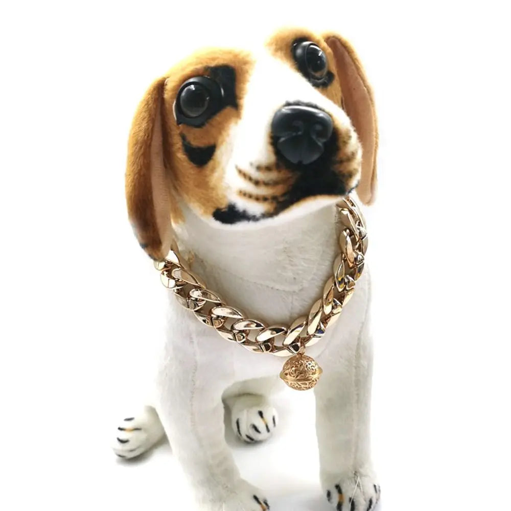 Luxurious Pet Dog Collar Cuban Chain Dog Chain Dog Collar Lock Gold Silver Dog Chain French Bulldog Pitbull Collar