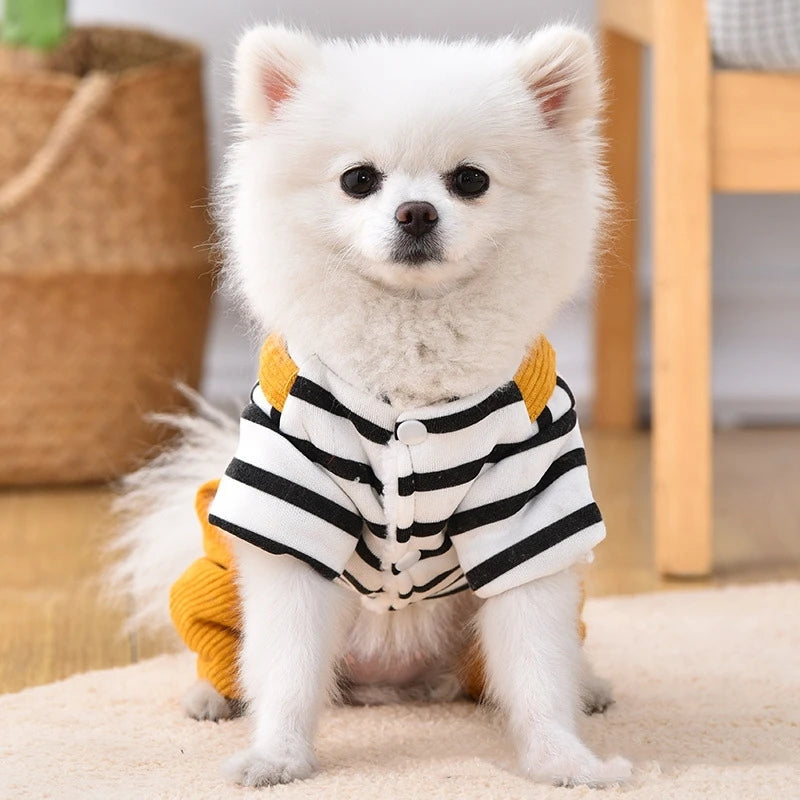 Dog Jumpsuit Coat Onesie Dog Clothes Four-Legs Jacket Clothing Corduroy Pants Overalls Onesie For Small Dogs Chiwawa Yorkie