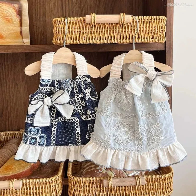Luxury Pet Dress for Small Puppy Summer Puppy Clothes Bow Lace Dog Skirt Princess Dog T Shirt Girls Dog Costume Chihuahua Vest