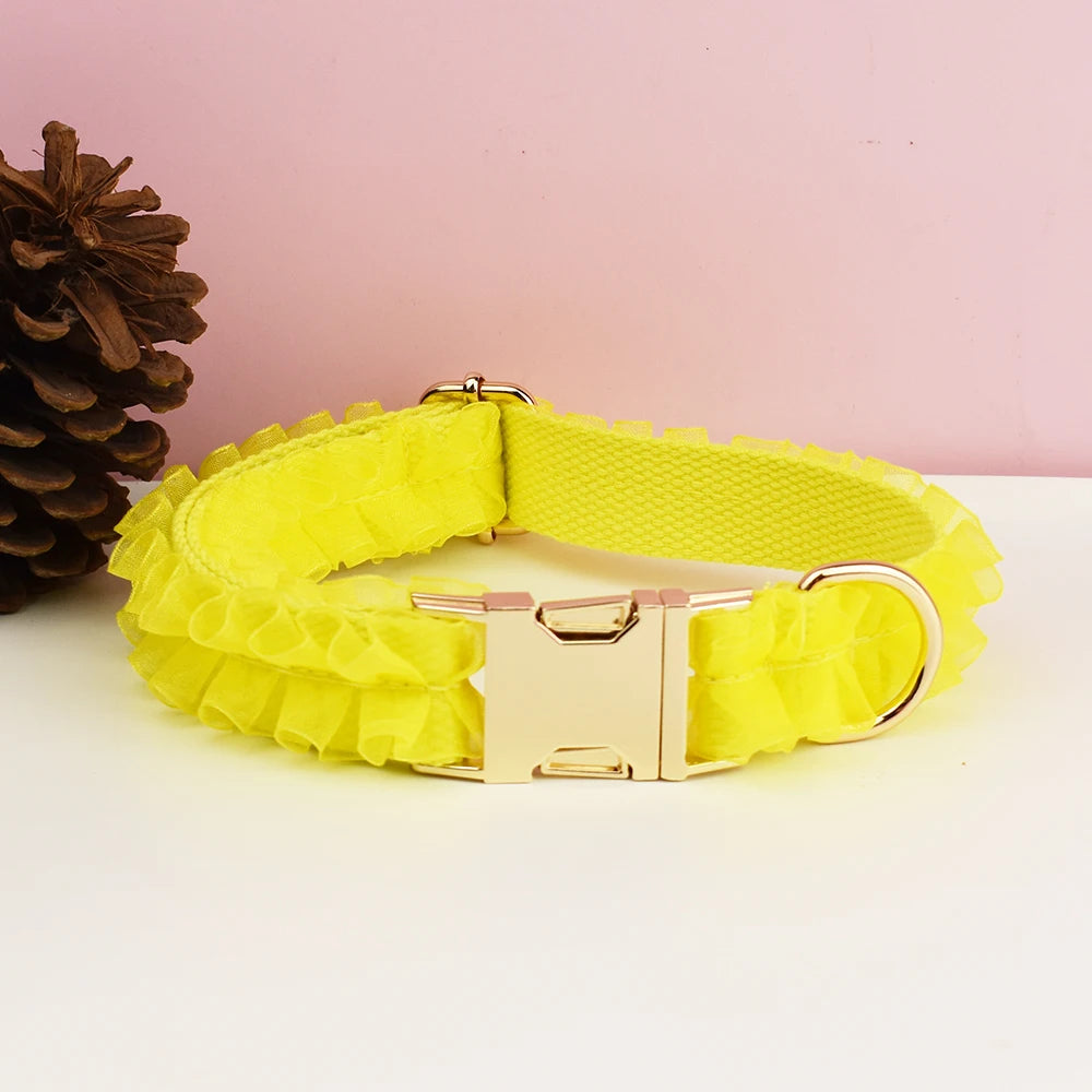 Luxury Custom Engraved Lace designer dog collar and leash set Personalized PetHarness Nameplate Wedding Accessory for Dogs