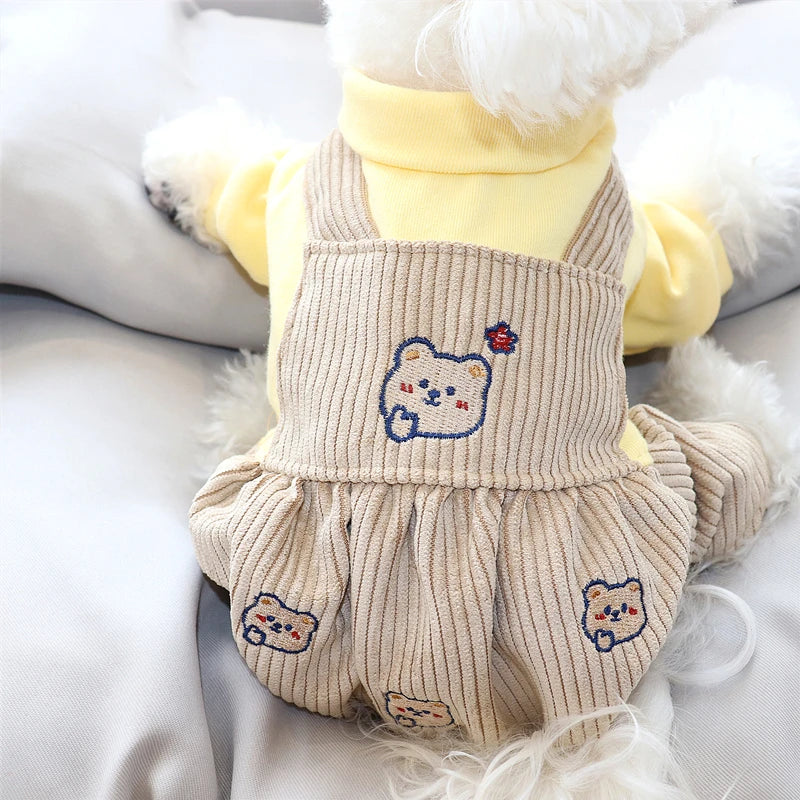 Shy Bear Overall For Dogs Autumn Winter Pet Jacket Jumpsuit With Bloomers Pants Puppy Small Animal Chihuahua Toy Terrier Clothes