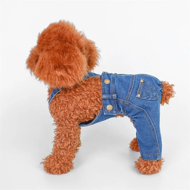 Pet Dog Denim Overalls Spring and Autumn Jumpsuit Overalls Pet Clothes Dog Pants Teddy Puppy Clothes for Small Dogs