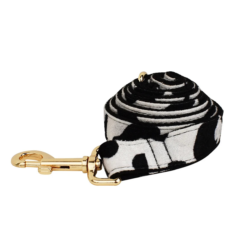 Designer Personalized Luxury Tactical Dog Collars Cow Print Pet Set Dog Harness And Leash Set Animal 05