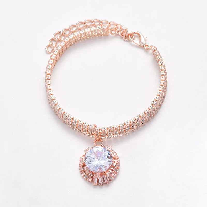 Luxury Bling Diamond Cat Collar Adjustable Puppy Kitten Necklace Shiny Rhinestone Pet Dog Pendant Pet Accessories
