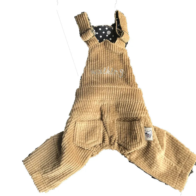 Dog Corduroy Overalls Corduroy Buckle Overalls Pet Four Legged Clothing Dog Clothes Puppy Clothes Pet Coat Outdoor Pants