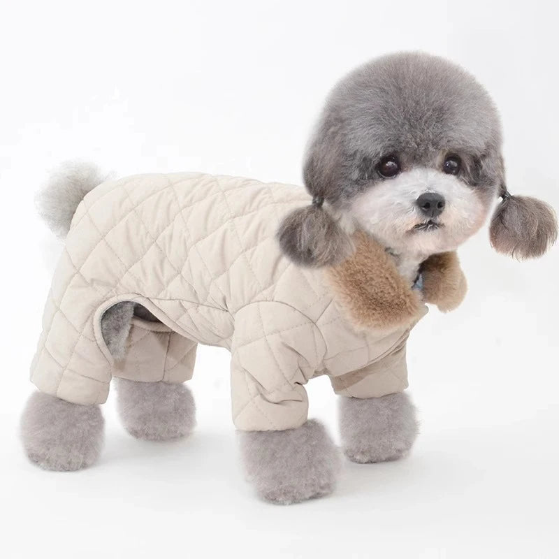 Dog Jumpsuit Four Leg Warm Winter Dog Clothes Fur Collar Pet Outfit Puppy Costumes Small Dog Clothing Coat Jacket Overalls Pants