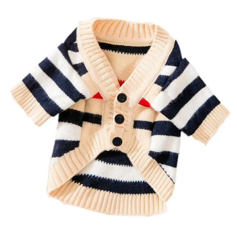 Luxury Dog Sweater Pet Cardigan Striped Knitted Dog Coat Chihuahua Warm Clothes Winter Jackets for Dog Bichon Dog Accessories