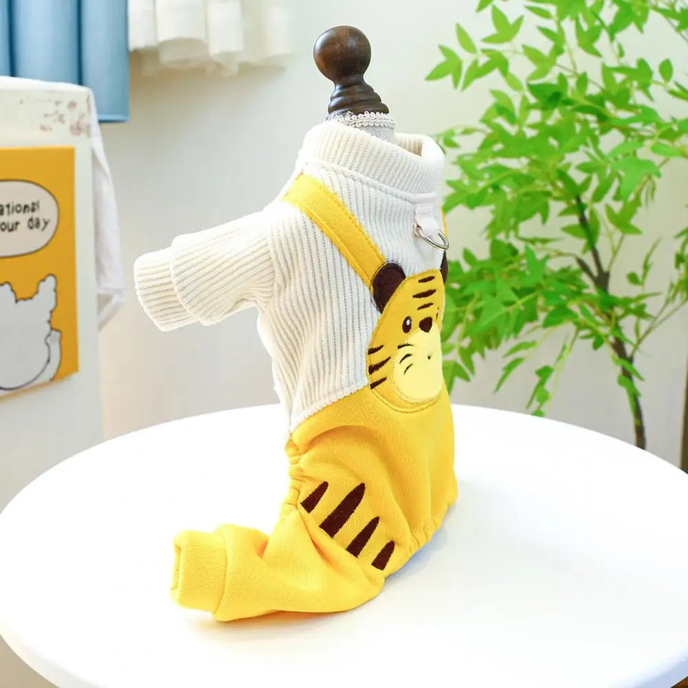 Pet Overall Cute Yellow Tiger Bib Pants Breathable Dogs Stylish Pet Overalls Pajamas Adorable Dog Onesies Cute Four Leg Clothing