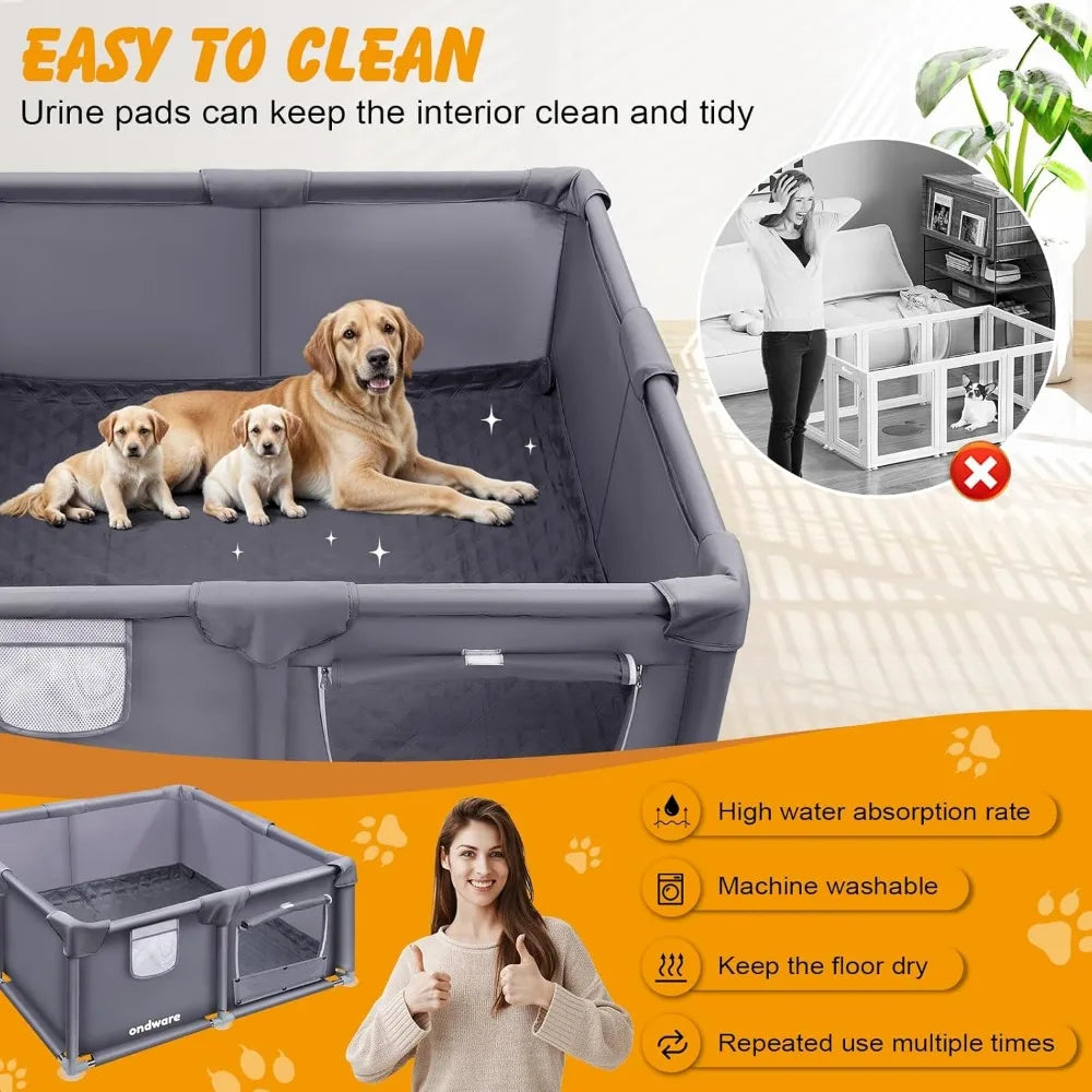 Medium Small Dog Whelping Box with Waterproof Pad, 48x48x18 inches, Ideal for Puppies and Birthing Supplies