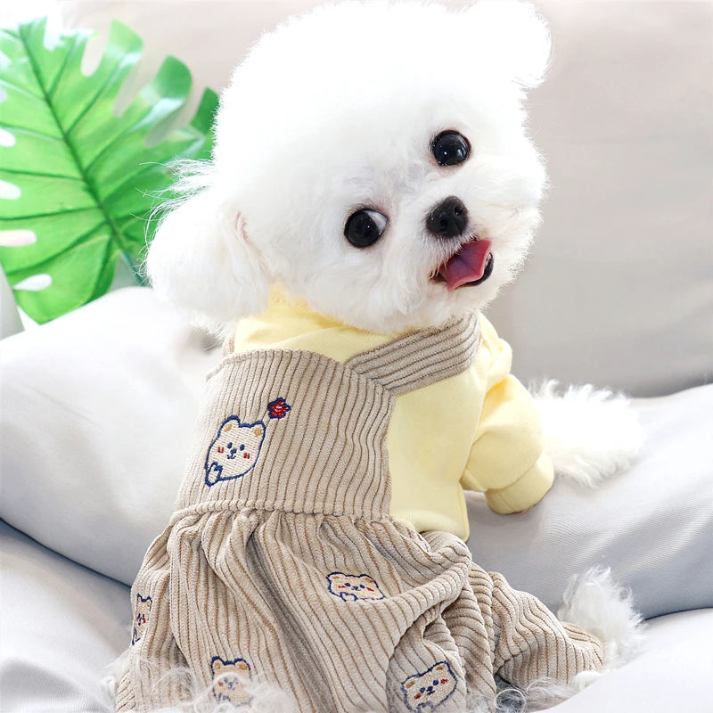 Shy Bear Overall For Dogs Autumn Winter Pet Jacket Jumpsuit With Bloomers Pants Puppy Small Animal Chihuahua Toy Terrier Clothes