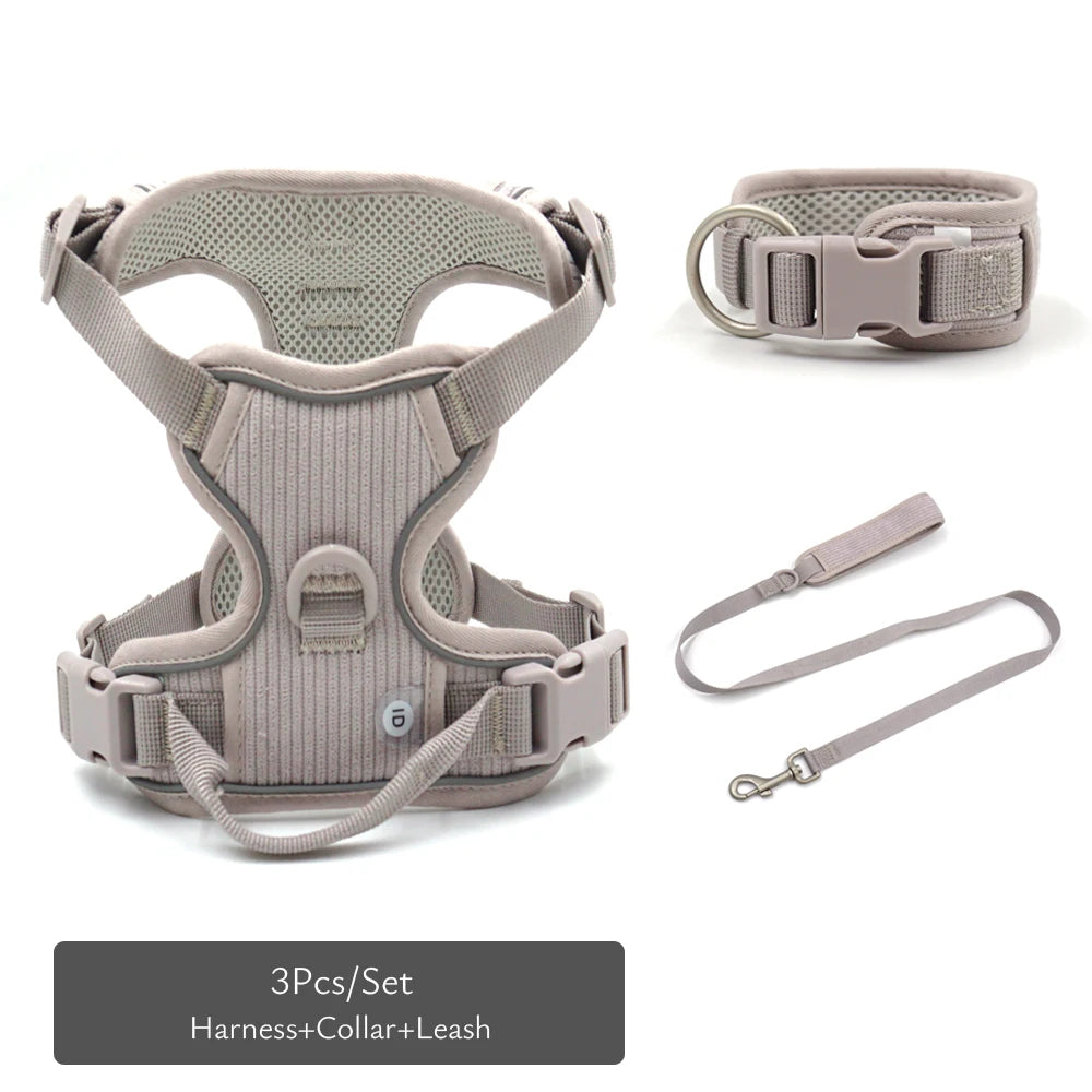 Personalized Dog Harness Luxury Designer Harness and Lead Set with Collar Engraved Name Poop Bag Holder Walking Bag Pet Gift Set